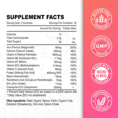 Zetelixia vegan iron gummies bottle label close-up highlighting sugar-free formula