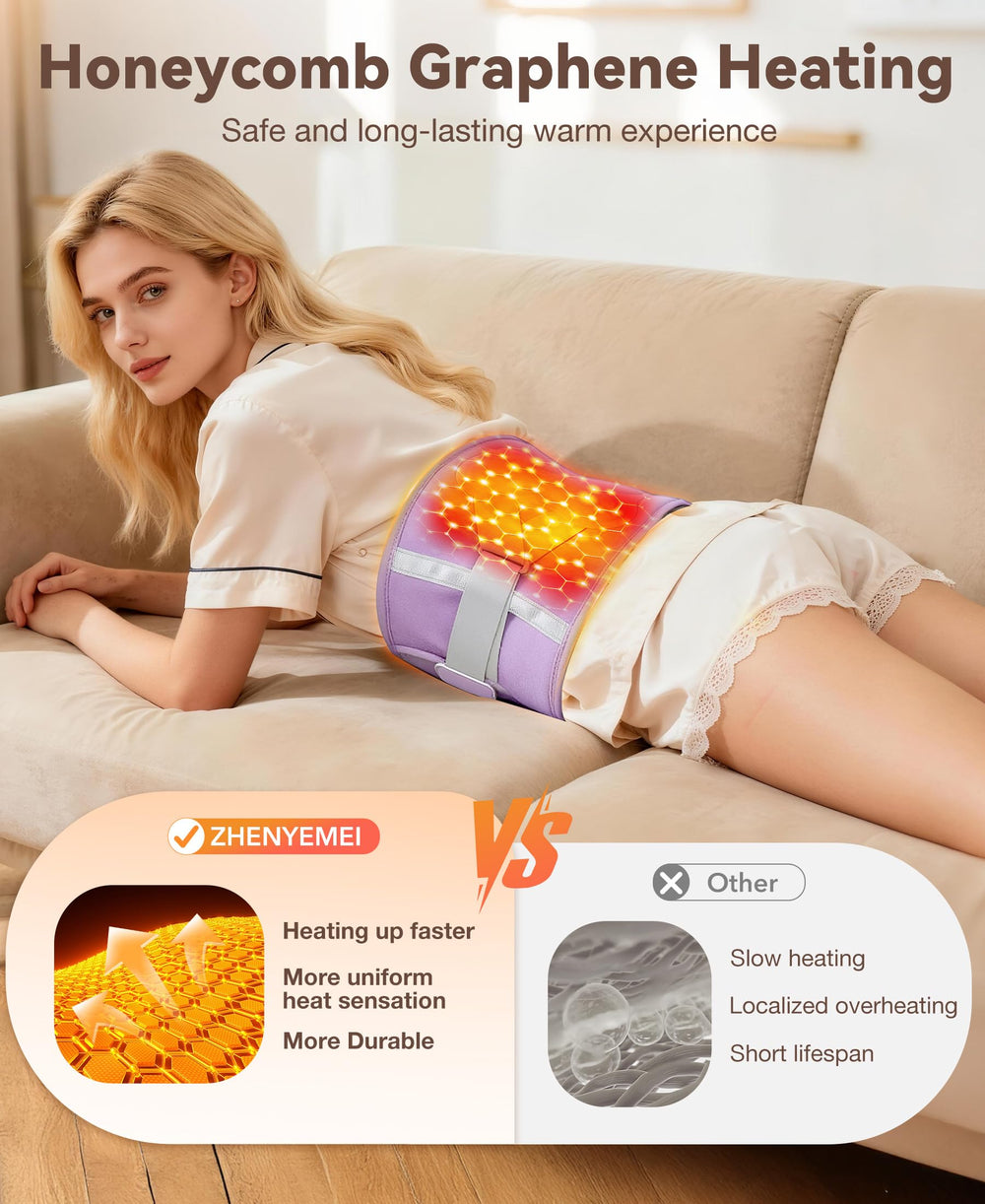 ZHENYEMEI graphene heating delivers quick, even heat for soothing relief