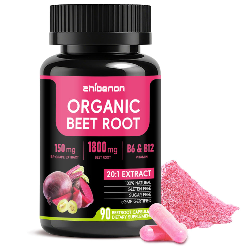 Zhibenon beet root capsules bottle front, convenient daily supplement for circulation support.
