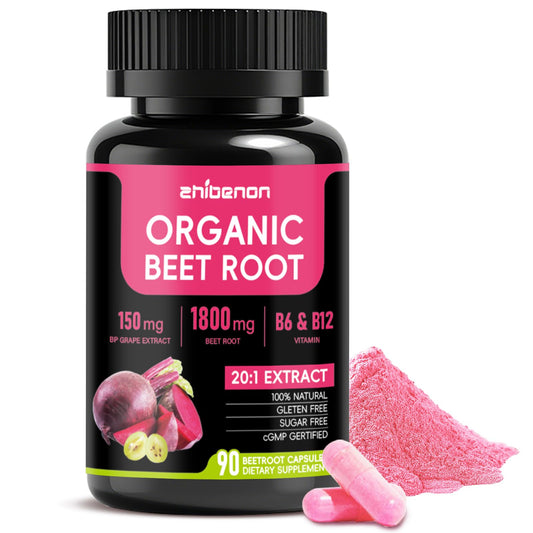 Zhibenon beet root capsules bottle front, convenient daily supplement for circulation support.