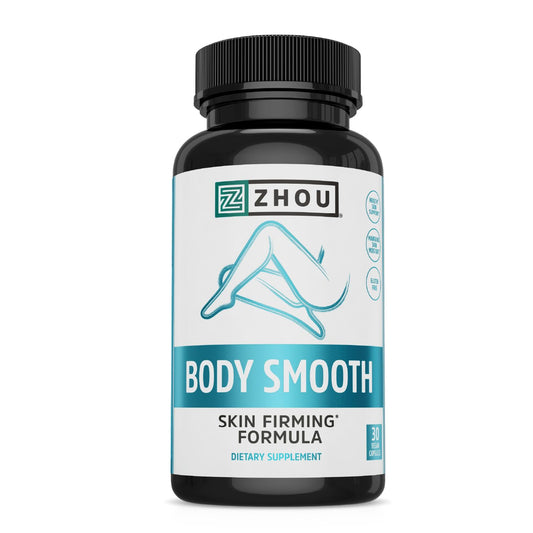 Zhou Body Smooth bottle cap image signaling a clean vegan formula for daily use