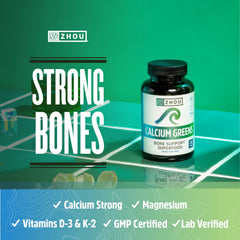Zhou Calcium Greens greens blend with spirulina and barley grass for natural nutrition.