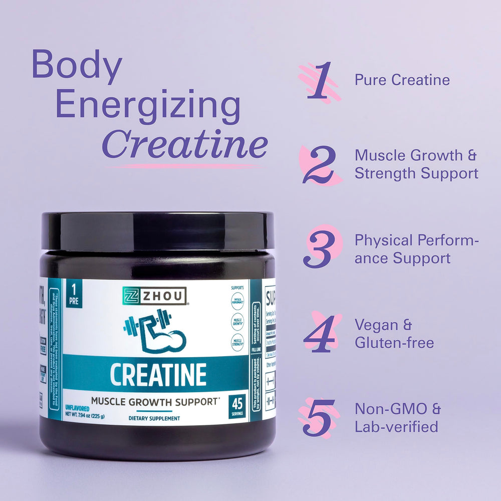 ZHOU Creatine unflavored powder mixing into water for versatility