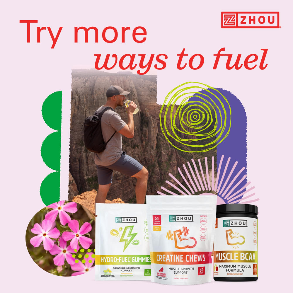 ZHOU Lite Up Xtra cherry limeade powder mixed in a glass for hydration.