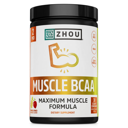 ZHOU Muscle BCAA Tropical Punch tub ready for workouts and hydration