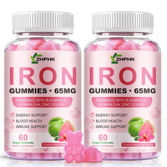ZHPHK Iron Gummies bottle front, convenient daily iron support.