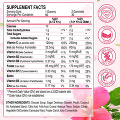 ZHPHK iron gummies close-up of gummies highlighting fruity guava hibiscus flavor.