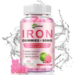 ZHPHK iron gummies serving suggestion with two gummies set for daily use.