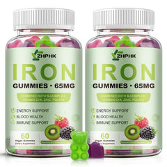 ZHPHK Iron Gummies bottle front view for easy daily iron support.
