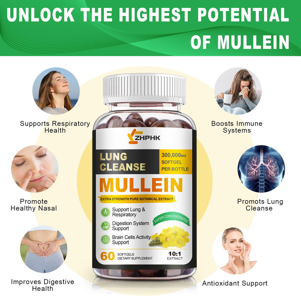 ZHPHK Mullein Leaf Extract label emphasizing vegan, non-GMO ingredients