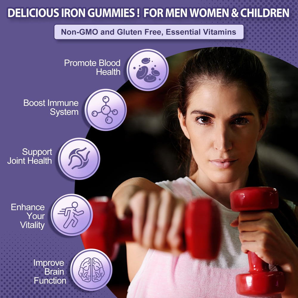 ZHPHK vegan iron supplement friendly for kids and adults with grape flavor