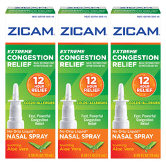 Zicam Extreme Congestion Relief bottle pour showing no-drip delivery for quick relief