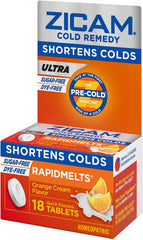 Zicam rapidmelts orange-cream tablet close-up showing quick-dissolve action