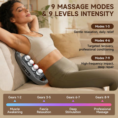 ZIIRCEH massage gun showing 9 modes for customizable recovery.