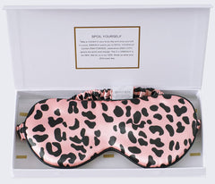 ZIMASILK leopard-black-pink sleep mask blocks light for deep rest.