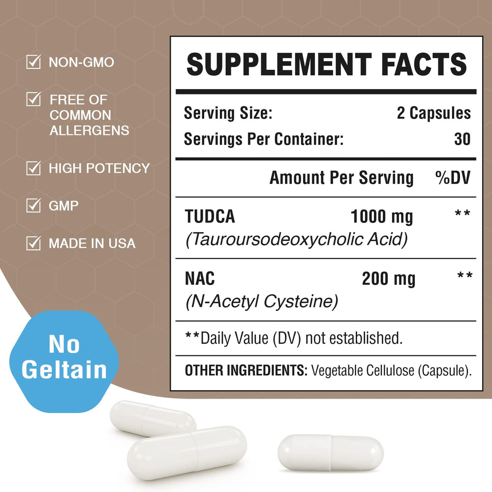 Zingicin Tudca NAC nutrition facts panel for informed ingredient choices.