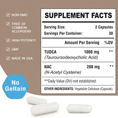 Zingicin Tudca NAC nutrition facts panel for informed ingredient choices.