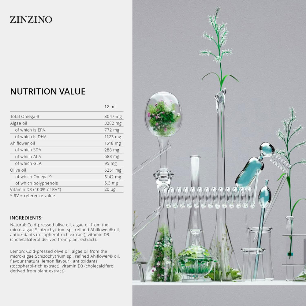 ZINZINO BalanceOil+ Lemon bottle pour, shows omega-3 rich profile for daily routines.