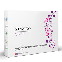 ZINZINO Viva Plus bottle front promoting sleep support and focus.