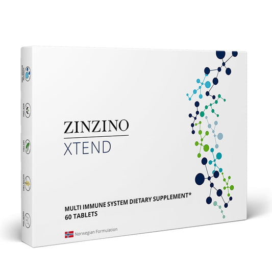 Zinzino Xtend bottle front view with 60-tablet package for a nutrient-dense routine