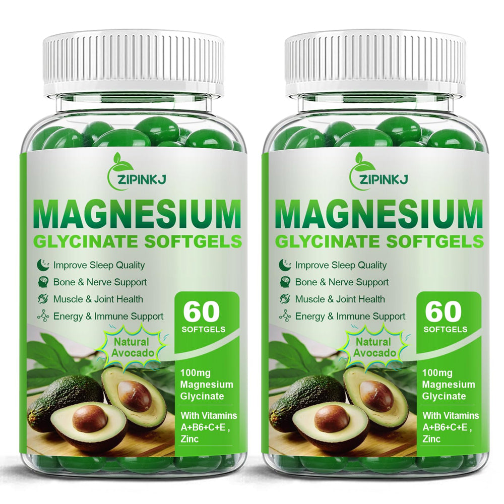 ZIPINKJ magnesium glycinate softgels bottle for daily relaxation support