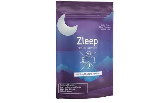 Zleep Sleep Patch close-up highlighting Dream Complex formula for restful nights.