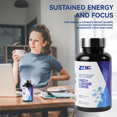 ZNC 10-in-1 NAD supplement label with ingredients and benefits