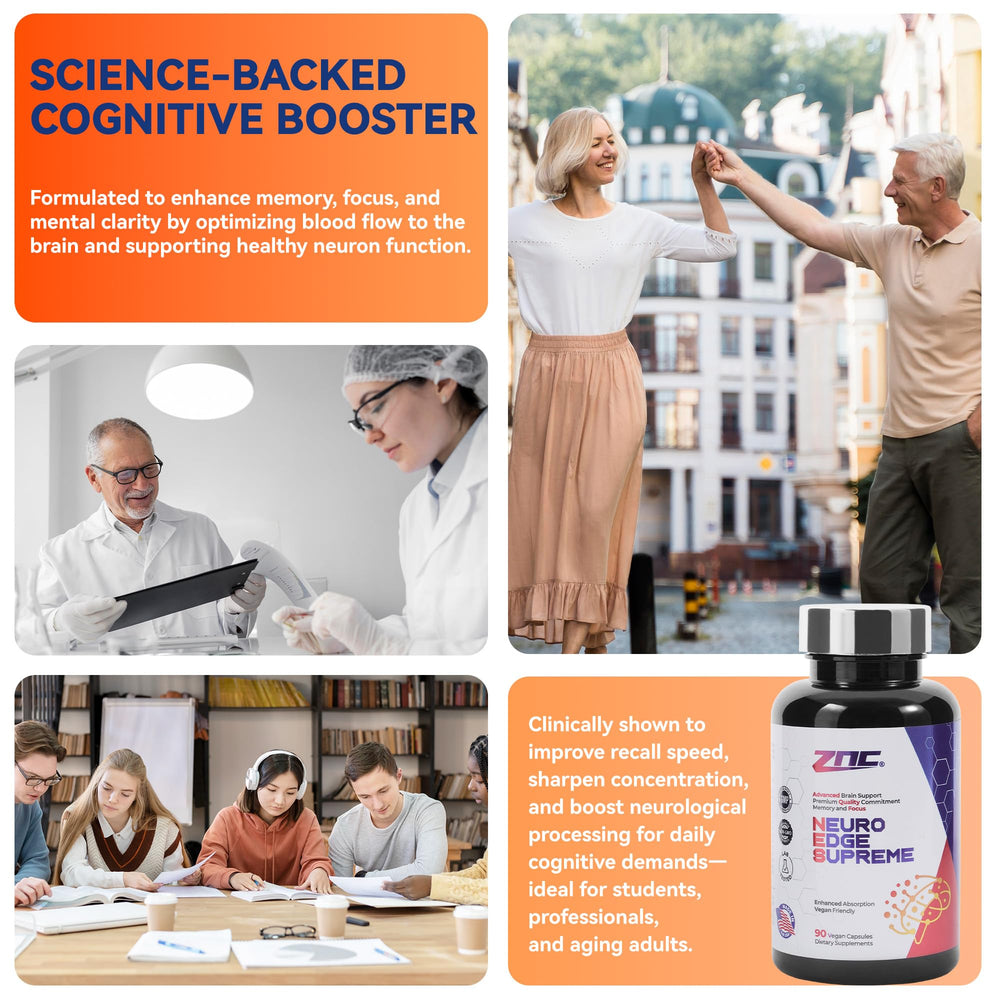 ZNC Brain Supplement ginkgo biloba capsule highlights calm, steady focus
