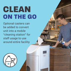 Zogics All-in-One Cleaning Station side storage reveals hidden bottle area for quick restocking.