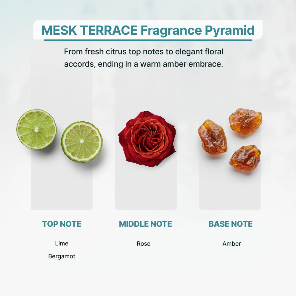 Zone Scent MESK Terrace top notes of lime and bergamot brighten any room.