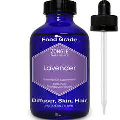 Zongle Therapeutics lavender oil bottle for aromatherapy and relaxation.