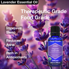 Pouring lavender oil into latte illustrates beverage flavoring potential.