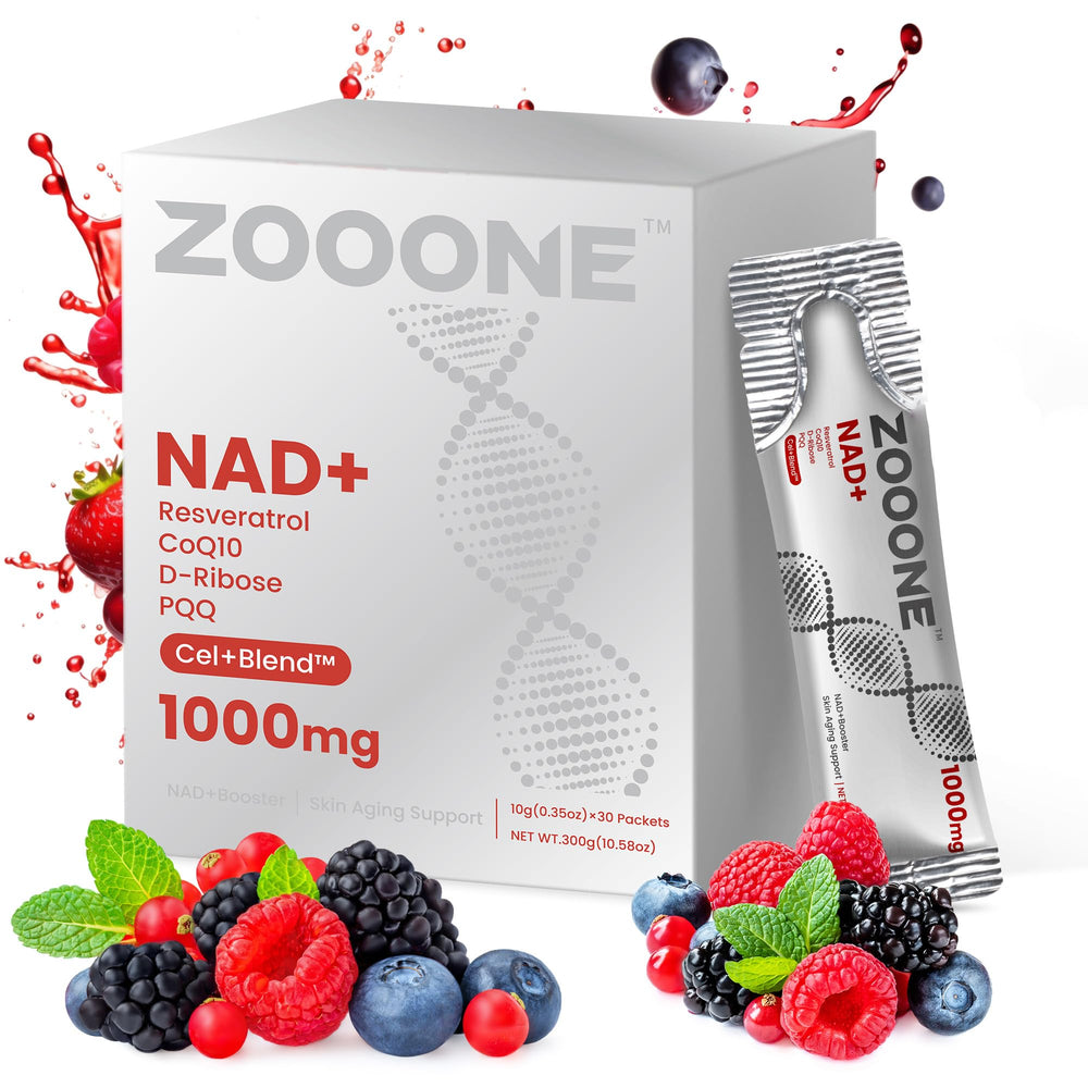 Zooone NAD+ post-workout routine with berry drink.