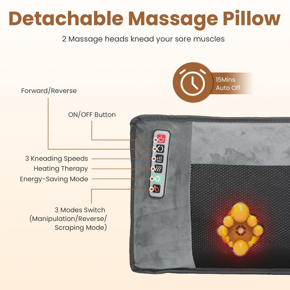 Zorpupoa detachable Shiatsu neck pillow for neck muscle relief