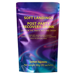 ZPX Soft Landings lemon bottle front for convenient post-party hydration.