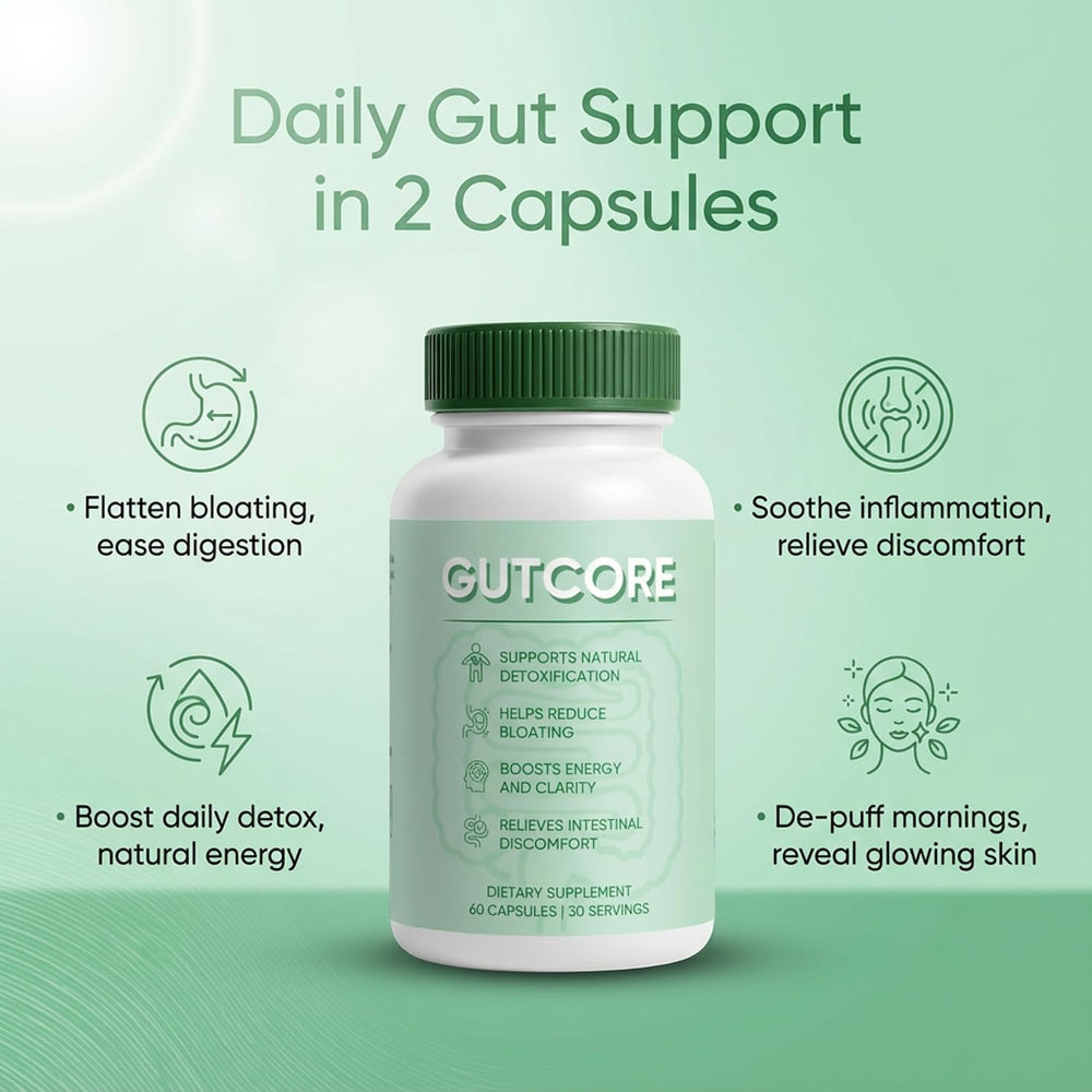 ZRRTXV GutCore capsules closeup highlighting capsule texture for easy daily use.