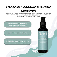Zuma Nutrition liposomal turmeric drops amber liquid ready to mix in beverages