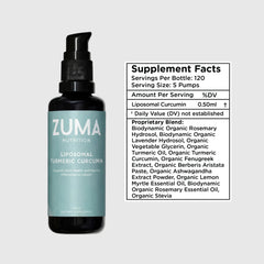 Zuma Nutrition liposomal turmeric drops being poured into water for easy mixing