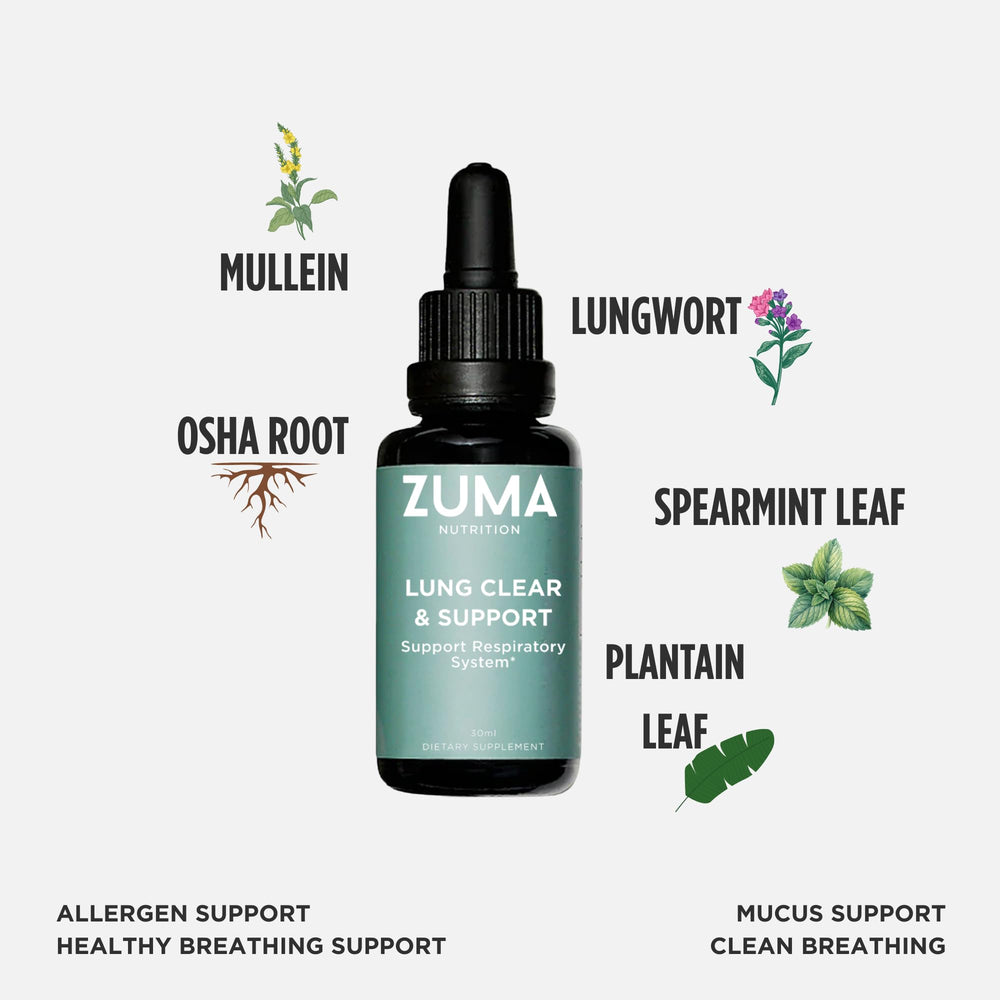 Zuma Nutrition Lung Support Tonic ingredients: mullein close-up highlighting herbal focus