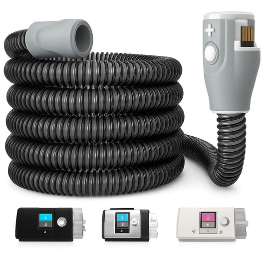 ZURNMED Climate-Line hose connects to AirSense 10 with a secure seal.