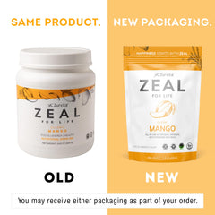 Zurvita Zeal for Life Mango drink in glass, refreshing energy.