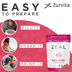 Zurvita Zeal for Life Wild Berry on kitchen counter ready to mix