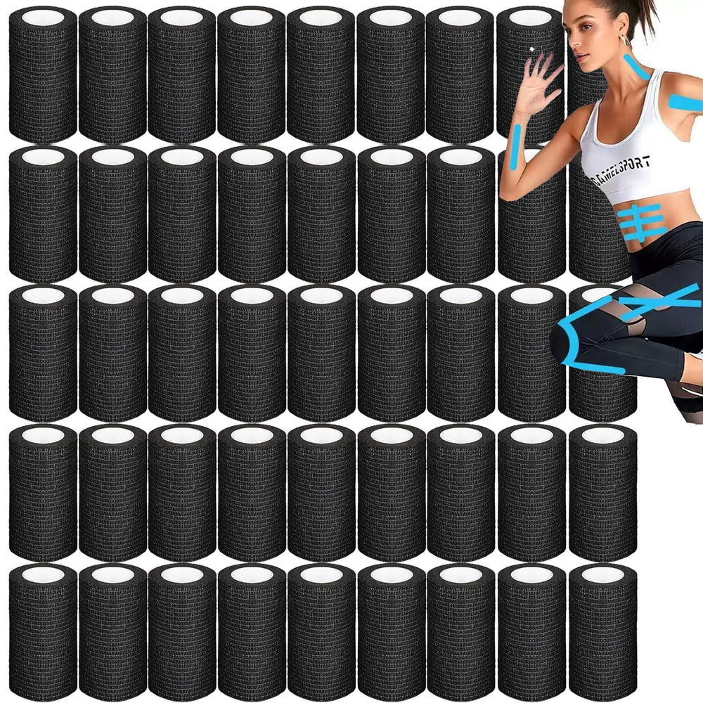 Zwealthygift 54-pack black self-adherent bandage wrap for 4in x 5yds
