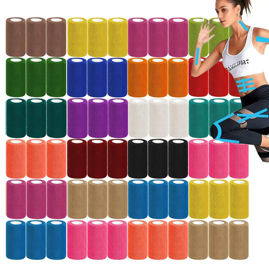 Zwealthygift 54-pack colorful bandage wraps in box for quick, versatile wraps
