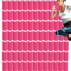 Zwealthygift pink self-adherent bandage wrap roll in bulk packaging.