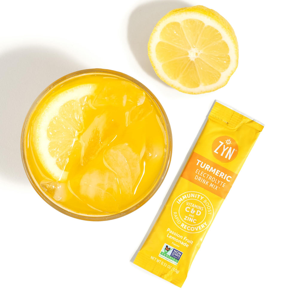 ZYN Easy-mix packets on table illustrate convenient on-the-go hydration.