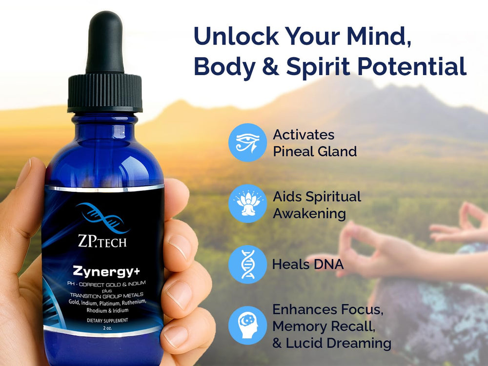 ZP.TECH Zynergy Plus label detail emphasizing purity and 24K gold
