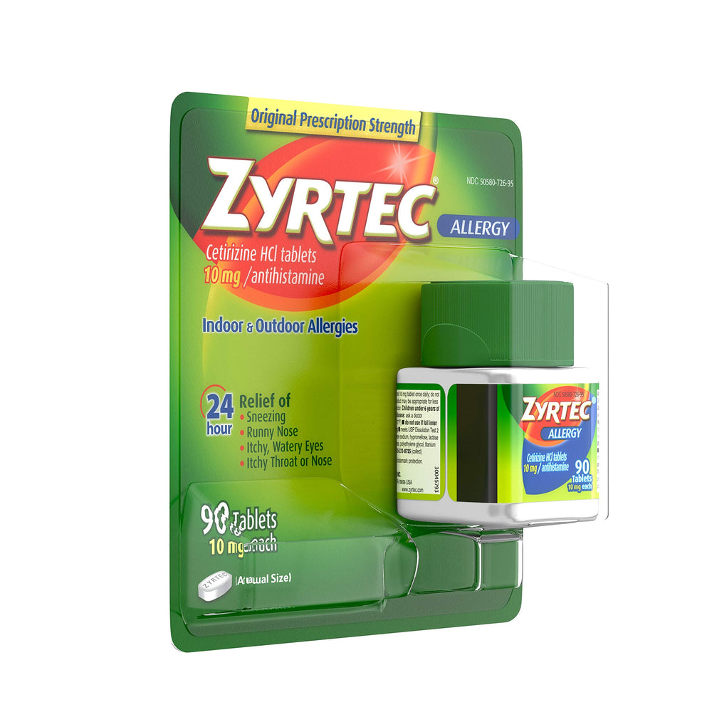 Zyrtec 24 Hour packaging on shelf for shoppers