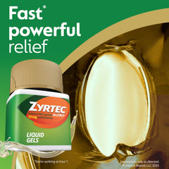 Zyrtec hand-holding bottle conveys simple, on-the-go allergy support.