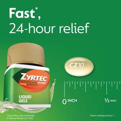 Zyrtec shelf display communicates easy access to OTC allergy treatment.